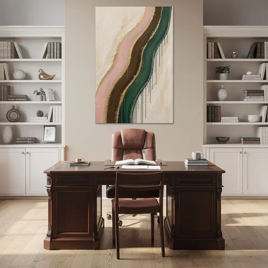Oversized Textured Gilded Ribbon Drift - Canvas Wall Art - Office - 40x60