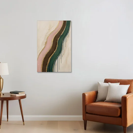 Oversized Textured Gilded Ribbon Drift - Canvas Wall Art - Sofa - 24x36