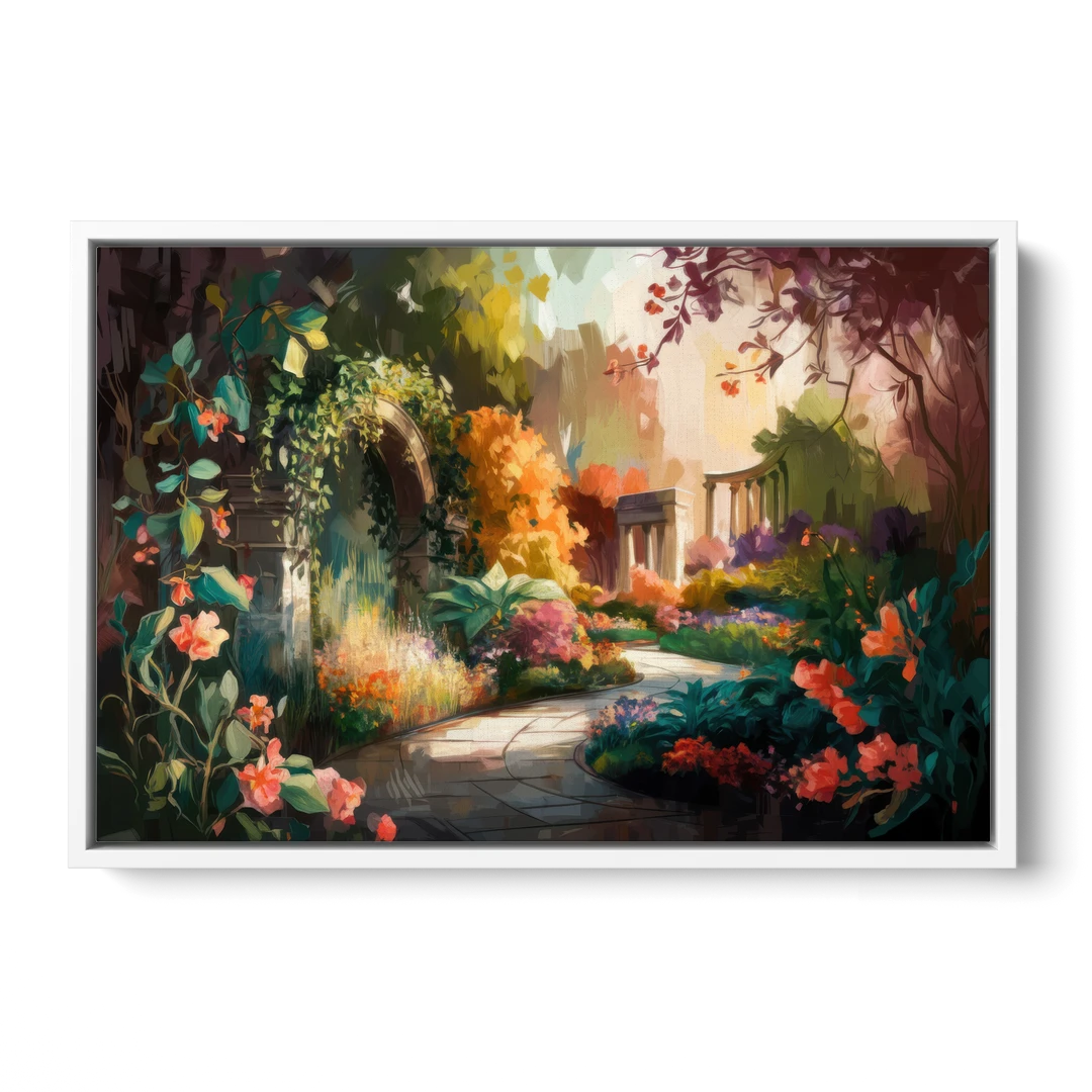Oxford Botanical Gardens - White Framed Canvas Wall Art - Front
