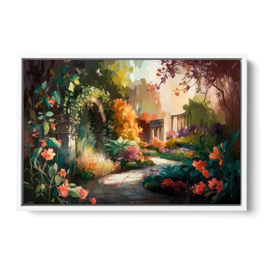 Oxford Botanical Gardens - White Framed Canvas Wall Art - Front