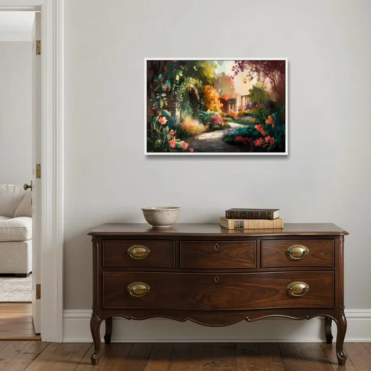 Oxford Botanical Gardens - White Framed Canvas Wall Art - Coffee Table - 36x24