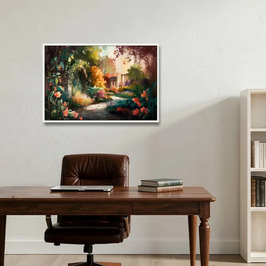 Oxford Botanical Gardens - White Framed Canvas Wall Art - Office - 36x24