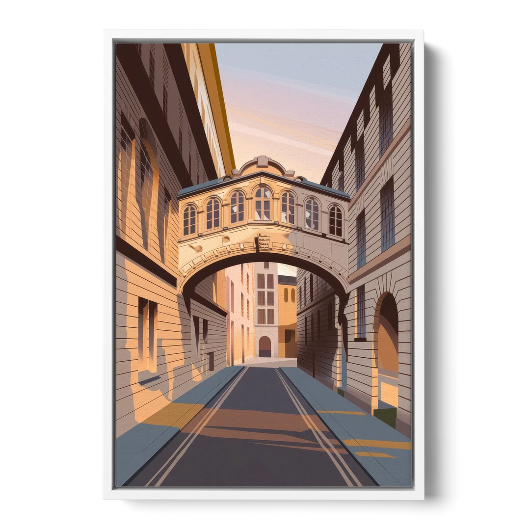 Oxford Bridge of Sighs - White Framed Canvas Wall Art - Front