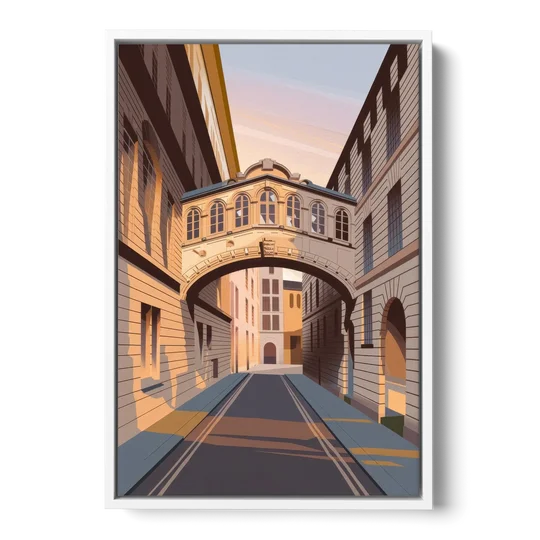 Oxford Bridge of Sighs - White Framed Canvas Wall Art - Front