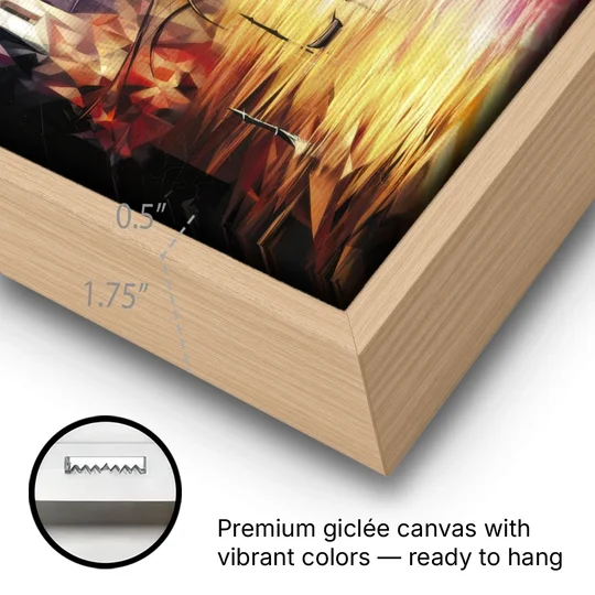 Oxford Cityscape Sunset - Oak Framed Canvas Wall Art - Gallery Wrap Corner