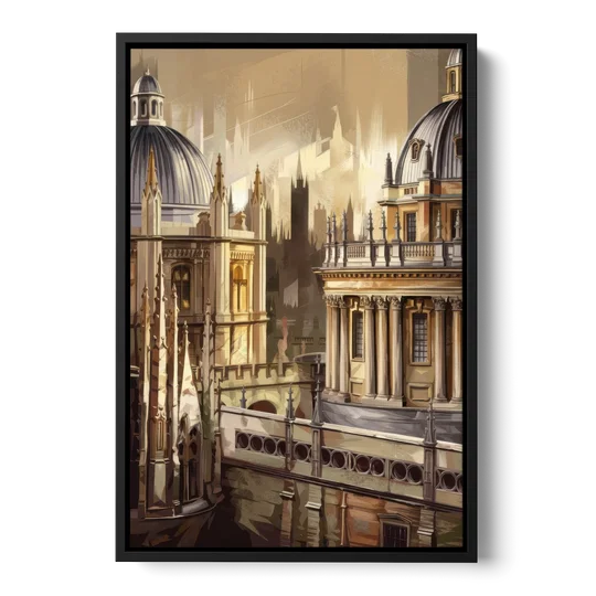 Oxford College Architecture - Black Framed Canvas Wall Art - Front