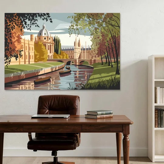 Oxford River Thames View - Canvas Wall Art - Office - 60x40