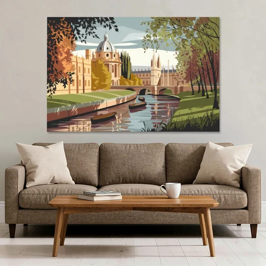 Oxford River Thames View - Canvas Wall Art - Sofa - 60x40