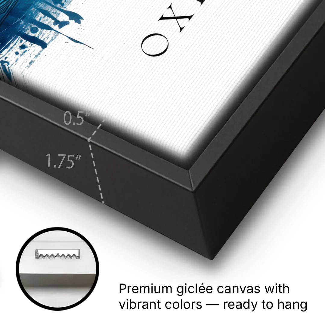 Oxford Skyline Panorama - Black Framed Canvas Wall Art - Gallery Wrap Corner
