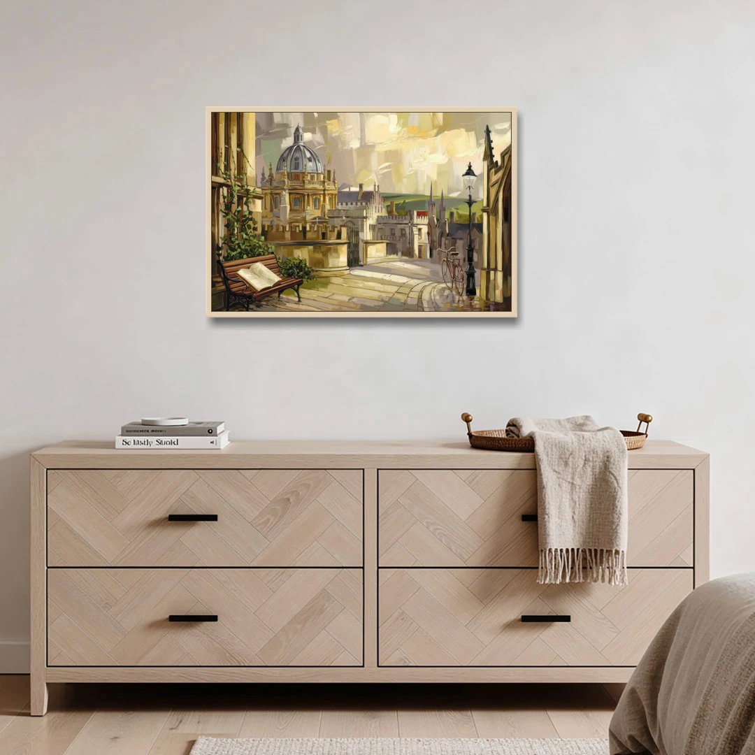Oxford University Charm - Oak Framed Canvas Wall Art - Coffee Table - 36x24