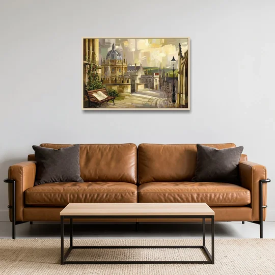 Oxford University Charm - Oak Framed Canvas Wall Art - Sofa - 36x24