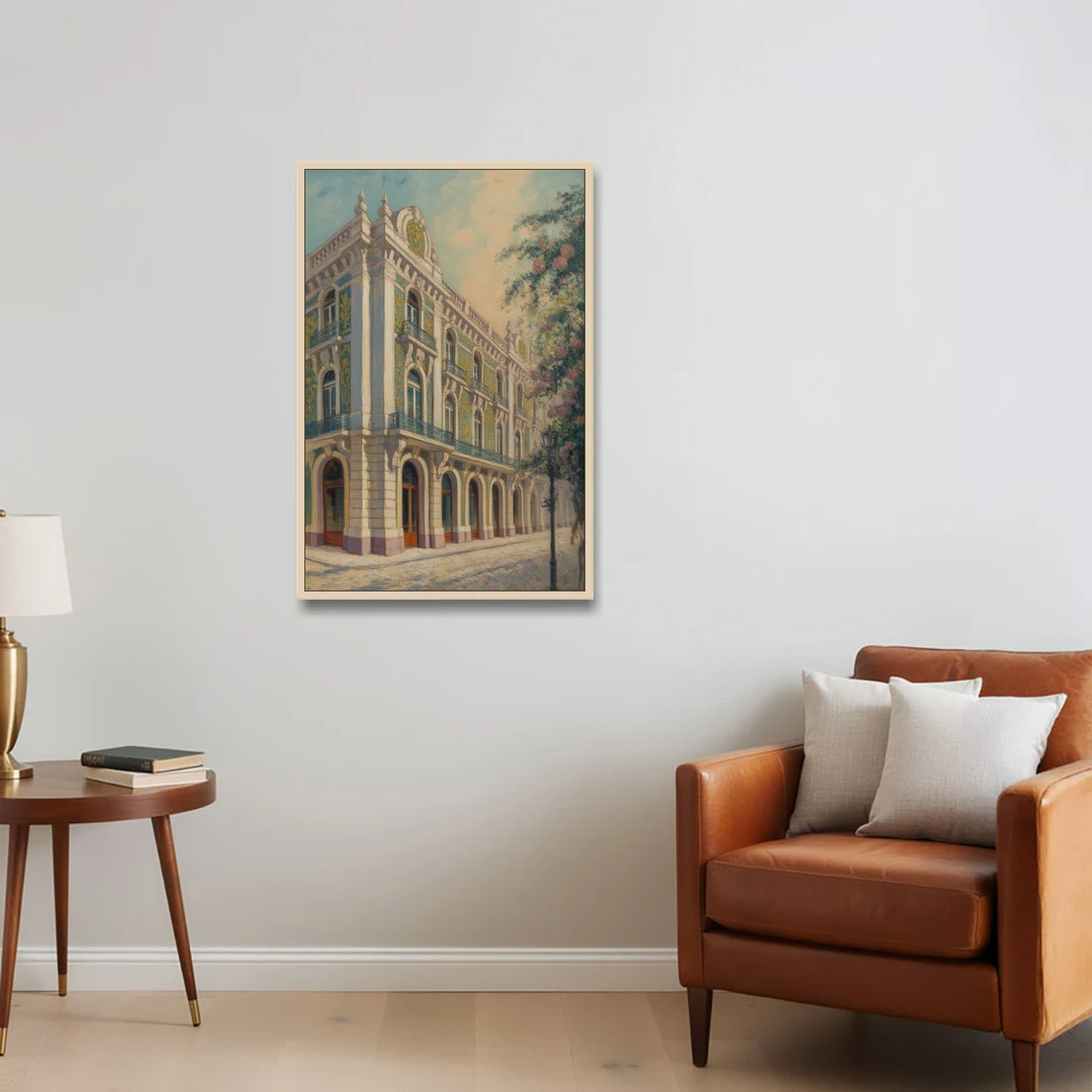 Palácio da Bolsa Elegance - Oak Framed Canvas Wall Art - Sofa - 24x36