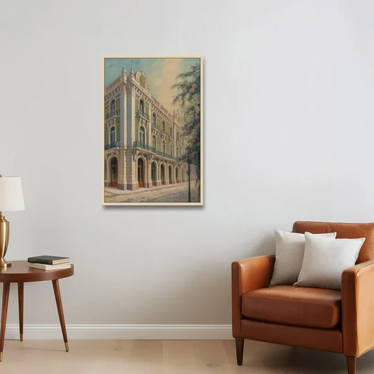 Palácio da Bolsa Elegance - Oak Framed Canvas Wall Art - Sofa - 24x36