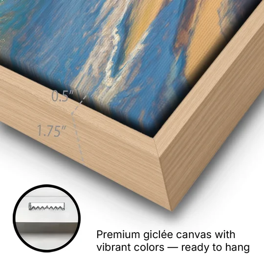 Palancar Beach Waters - Oak Framed Canvas Wall Art - Gallery Wrap Corner