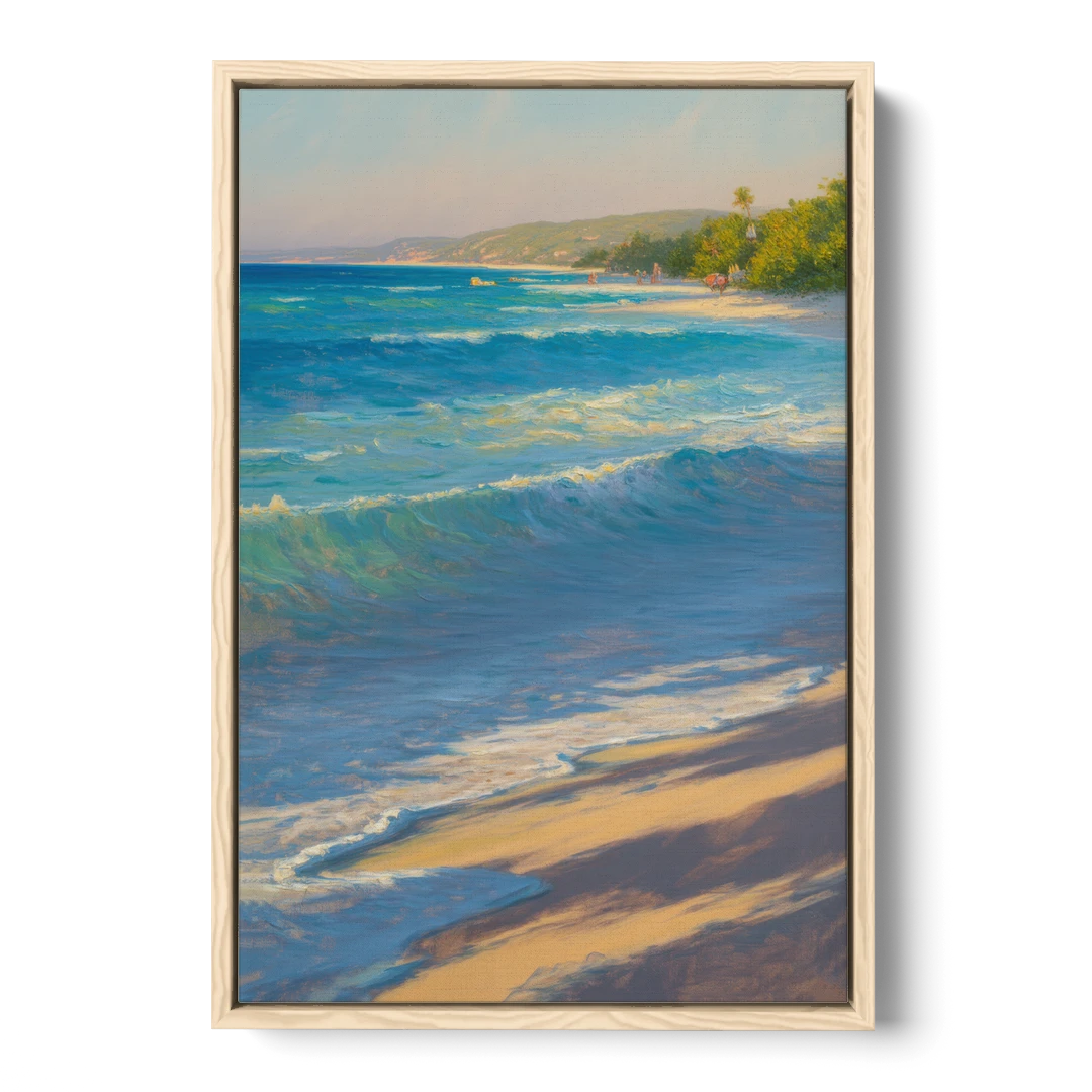 Palancar Beach Waters - Oak Framed Canvas Wall Art - Front