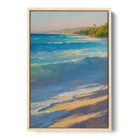 Palancar Beach Waters - Oak Framed Canvas Wall Art - Front