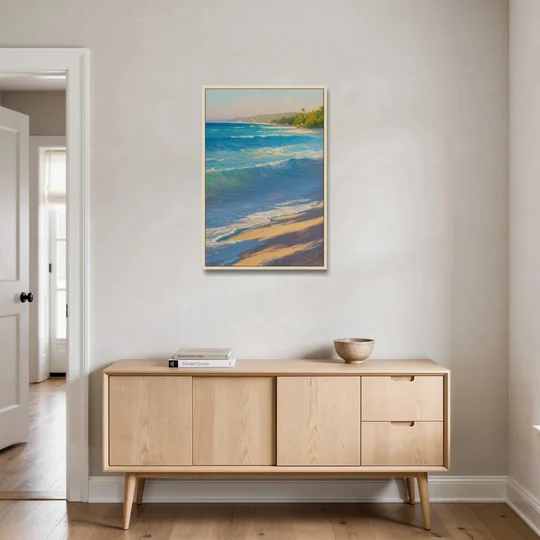 Palancar Beach Waters - Oak Framed Canvas Wall Art - Coffee Table - 24x36