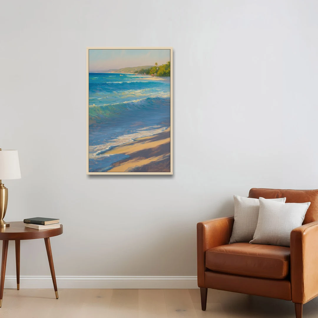 Palancar Beach Waters - Oak Framed Canvas Wall Art - Sofa - 24x36