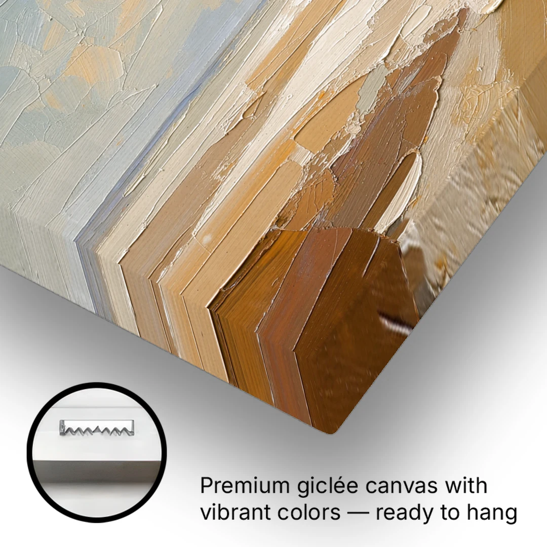 Pale Sun Over Sand Plain in Plaster Texture - Canvas Wall Art - Gallery Wrap Corner
