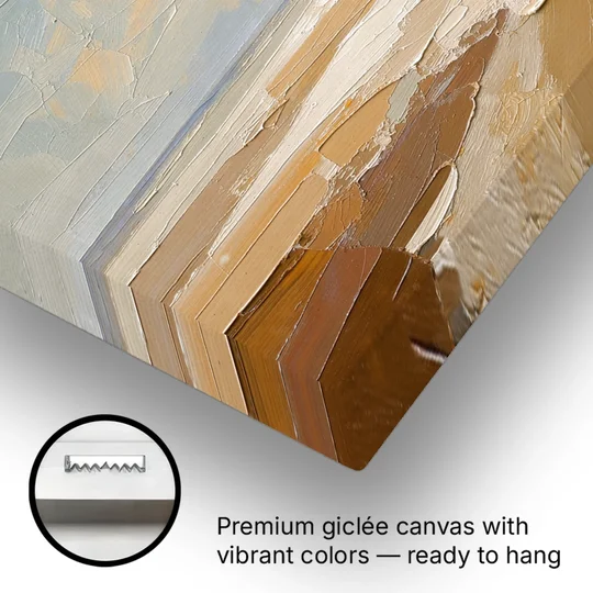 Pale Sun Over Sand Plain in Plaster Texture - Canvas Wall Art - Gallery Wrap Corner