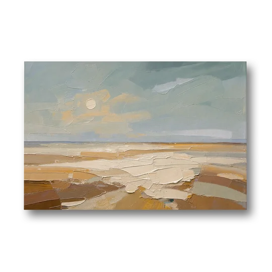Pale Sun Over Sand Plain in Plaster Texture - Canvas Wall Art - Front