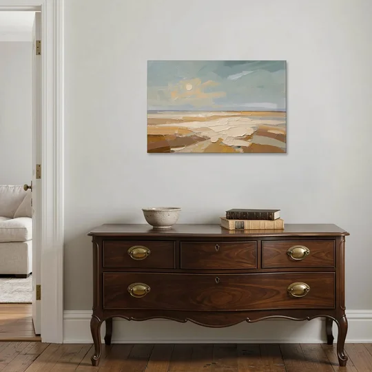 Pale Sun Over Sand Plain in Plaster Texture - Canvas Wall Art - Coffee Table - 36x24