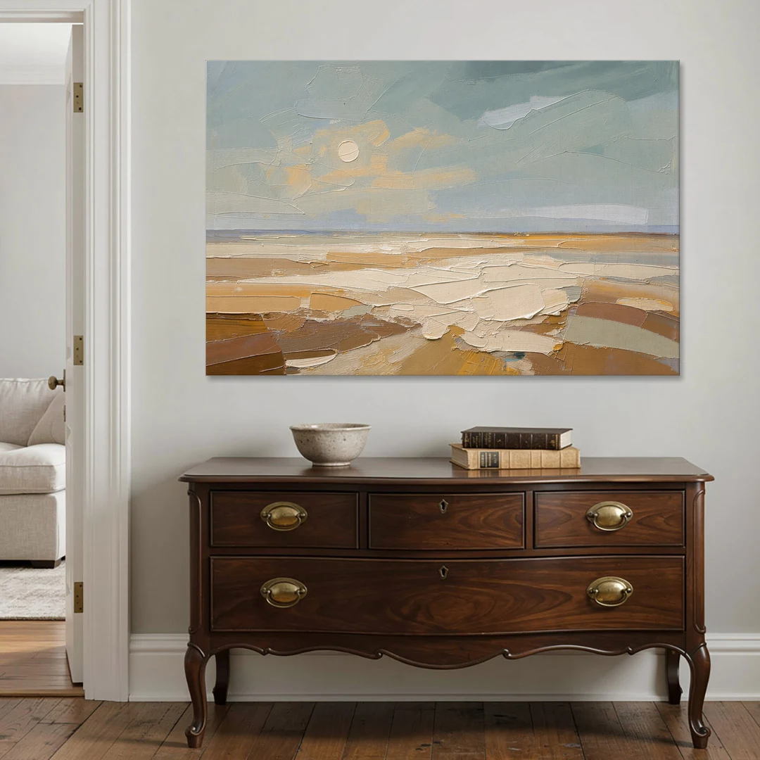 Pale Sun Over Sand Plain in Plaster Texture - Canvas Wall Art - Coffee Table - 60x40