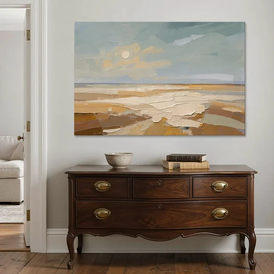 Pale Sun Over Sand Plain in Plaster Texture - Canvas Wall Art - Coffee Table - 60x40