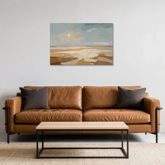 Pale Sun Over Sand Plain in Plaster Texture - Canvas Wall Art - Sofa - 36x24