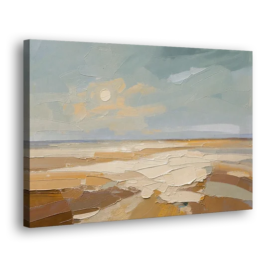 Pale Sun Over Sand Plain in Plaster Texture - Canvas Wall Art - Side