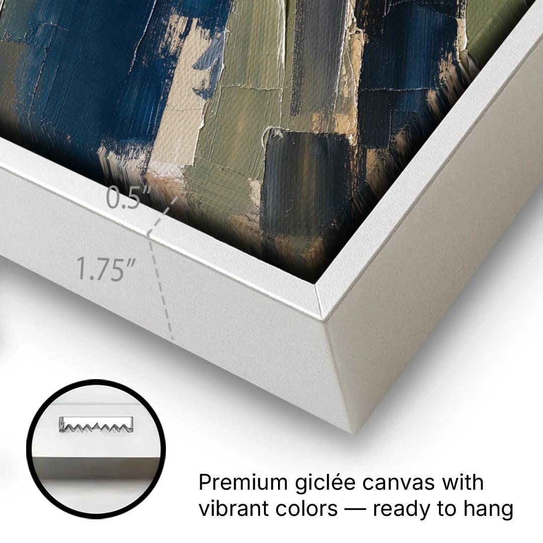 Palette Knife Abstract Art Storm Break for a Men's Office - White Framed Canvas Wall Art - Gallery Wrap Corner