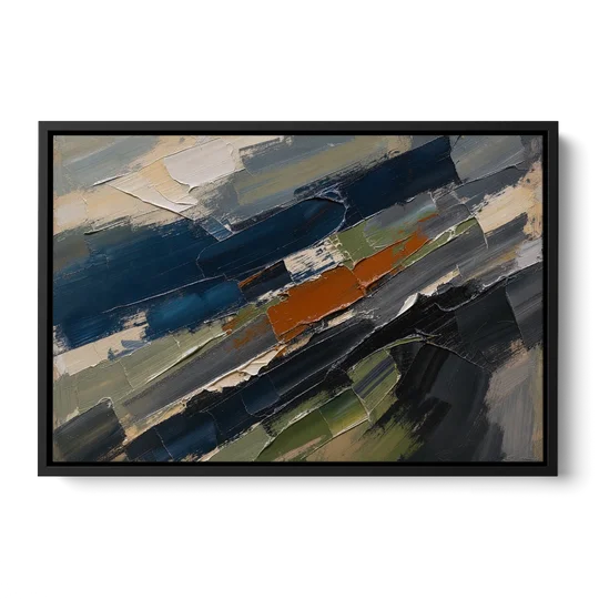 Palette Knife Abstract Art Storm Break for a Men's Office - Black Framed Canvas Wall Art - Front