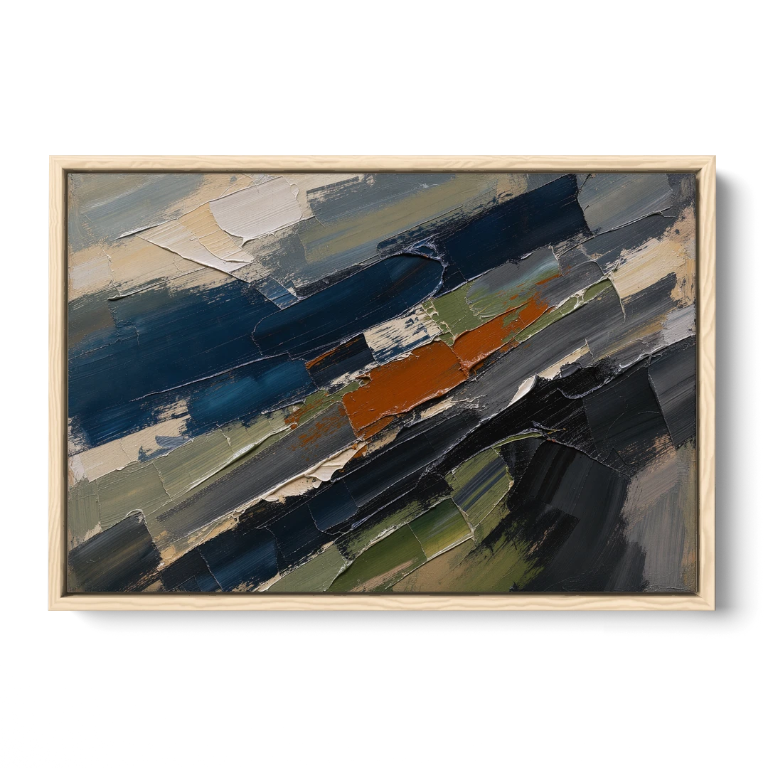Palette Knife Abstract Art Storm Break for a Men's Office - Oak Framed Canvas Wall Art - Front