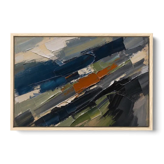 Palette Knife Abstract Art Storm Break for a Men's Office - Oak Framed Canvas Wall Art - Front