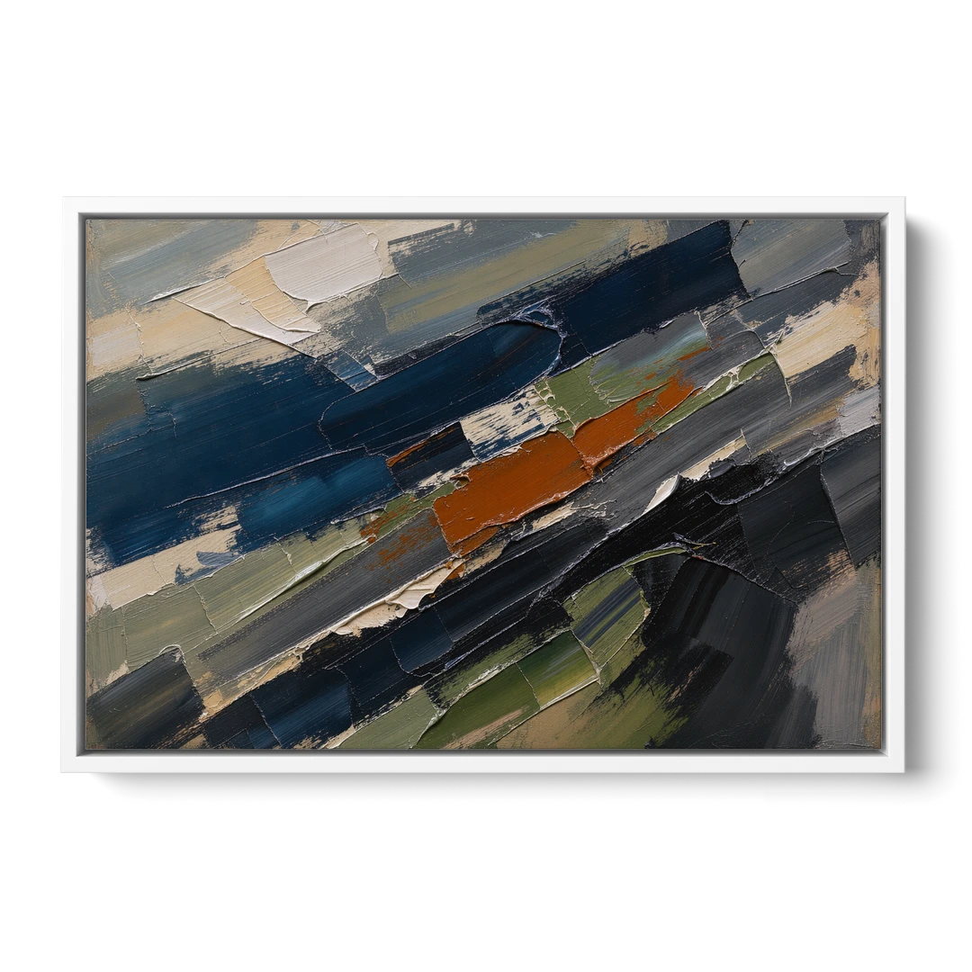 Palette Knife Abstract Art Storm Break for a Men's Office - White Framed Canvas Wall Art - Front