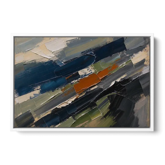 Palette Knife Abstract Art Storm Break for a Men's Office - White Framed Canvas Wall Art - Front