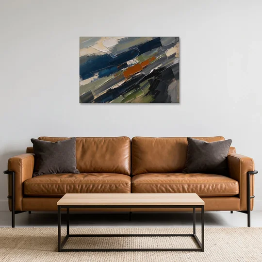 Palette Knife Abstract Art Storm Break for a Men's Office - Canvas Wall Art - Sofa - 36x24