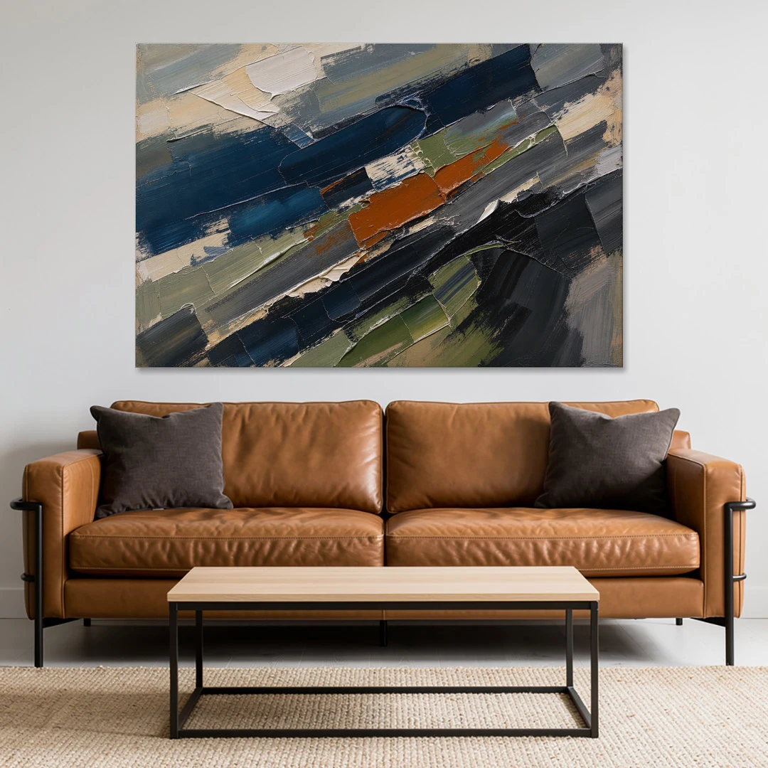 Palette Knife Abstract Art Storm Break for a Men's Office - Canvas Wall Art - Sofa - 60x40