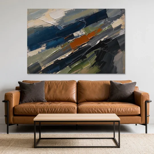 Palette Knife Abstract Art Storm Break for a Men's Office - Canvas Wall Art - Sofa - 60x40