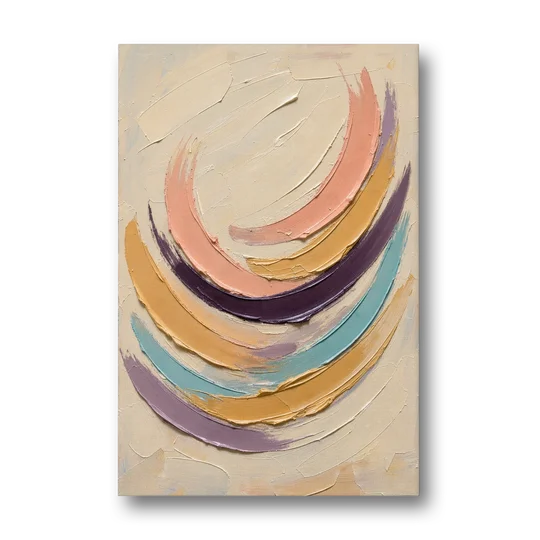 Palette Knife Abstract Painting of Crescent Arcs - Canvas Wall Art - Front