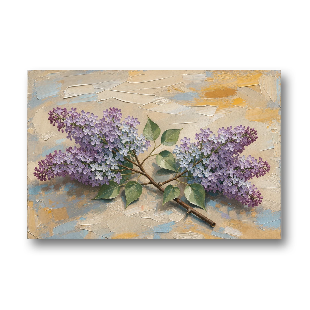 Palette Knife Flower Painting of Twin Lilac Sprays - Canvas Wall Art - Front