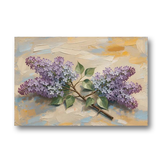 Palette Knife Flower Painting of Twin Lilac Sprays - Canvas Wall Art - Front