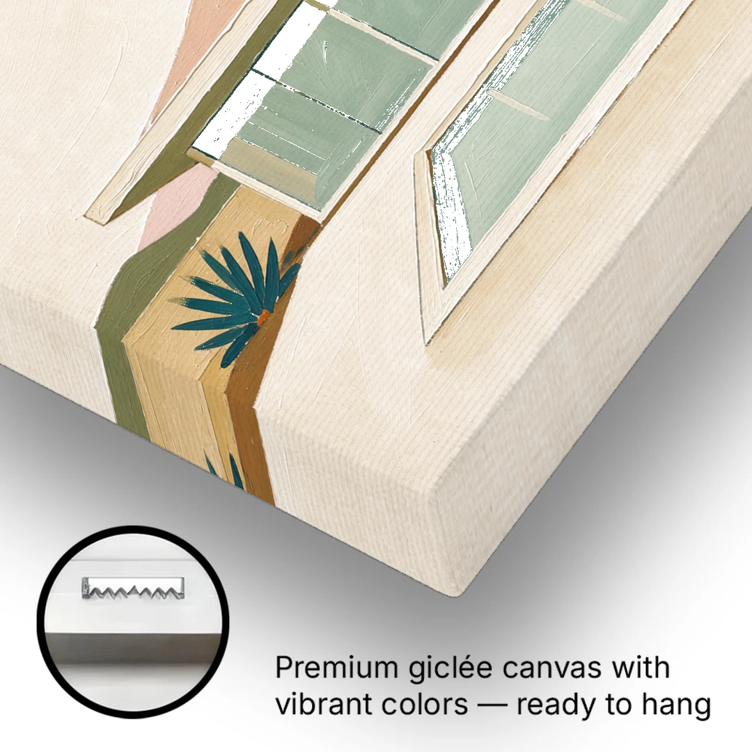 Palm Springs Art Glass Villa Beside the Pool - Canvas Wall Art - Gallery Wrap Corner