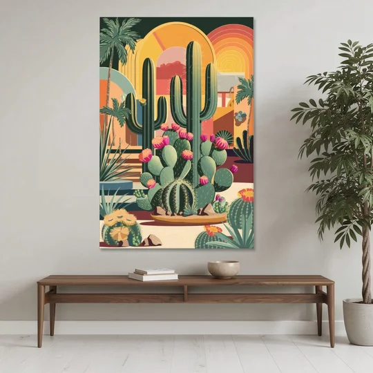 Palm Springs Colorful Cactus - Canvas Wall Art - Coffee Table - 40x60