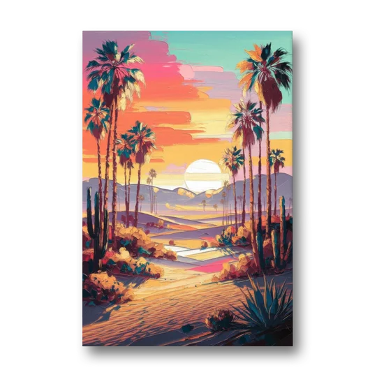 Palm Springs Desert Sunset - Canvas Wall Art - Front