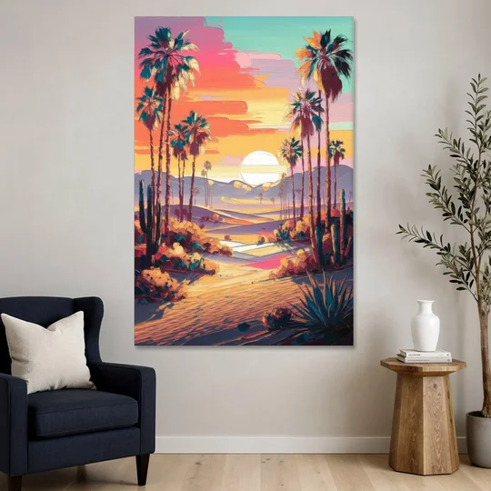 Palm Springs Desert Sunset - Canvas Wall Art - Sofa - 40x60