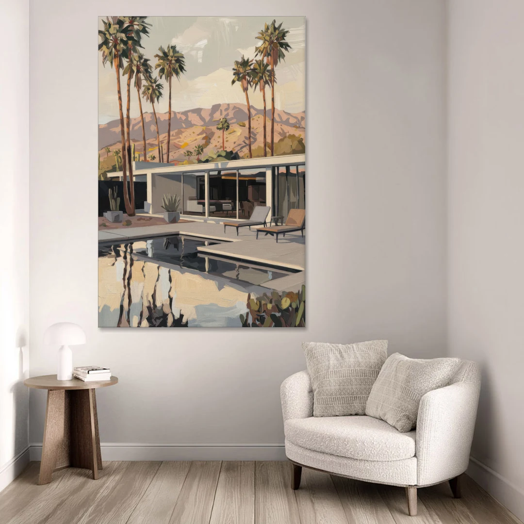 Palm Springs Mid Century Vibes - Canvas Wall Art - Sofa - 40x60