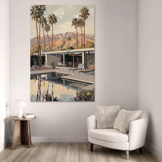 Palm Springs Mid Century Vibes - Canvas Wall Art - Sofa - 40x60