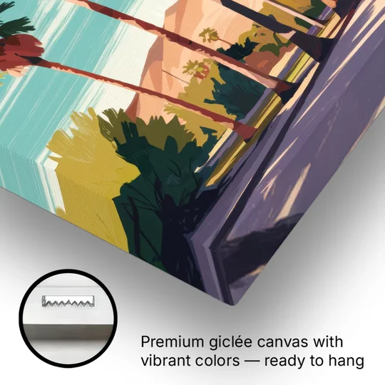 Palm Springs Palm Trees and Sky - Canvas Wall Art - Gallery Wrap Corner