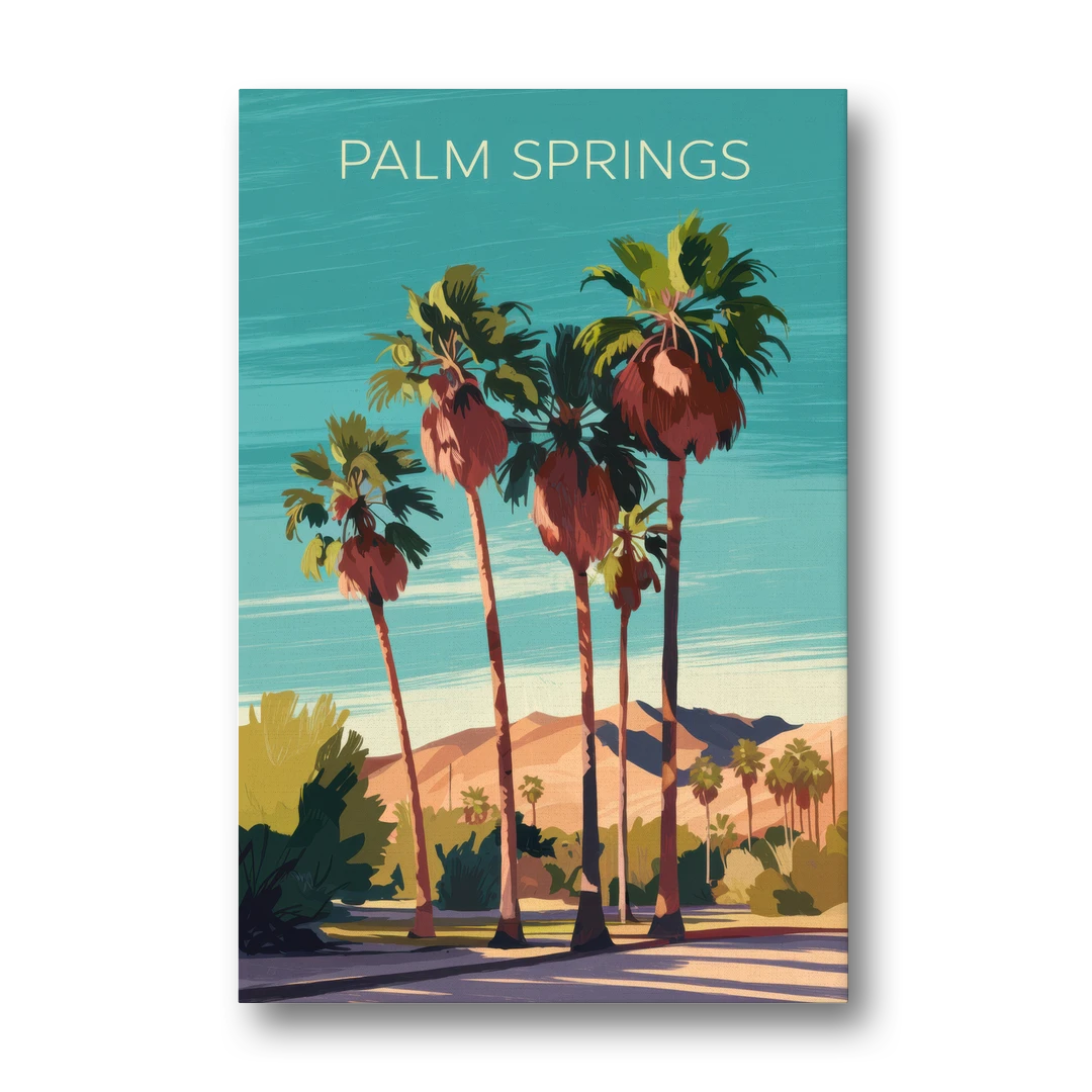 Palm Springs Palm Trees and Sky - Canvas Wall Art - Front